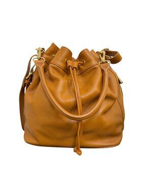 Ora Delphine Brown Leather Shoulder Bag With Gold Hardware